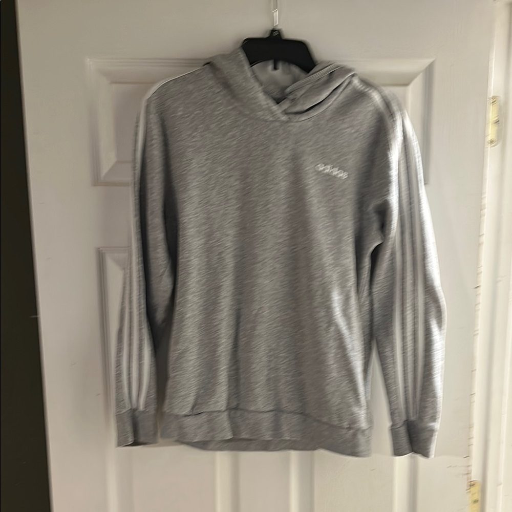 Adidas Light Gray Hoodie with Stripes